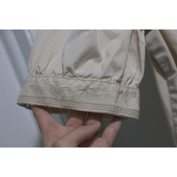 Anthropologie Dress Tan Utility Style Short Sleeve Puff Sleeves Pockets Size 12 - Picture 5 of 7